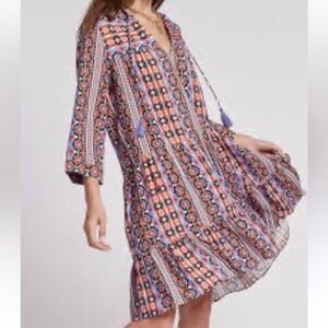 Tyler Boe Holly Festival Skimmer Bohemian Multicolor Dress. Size Large.